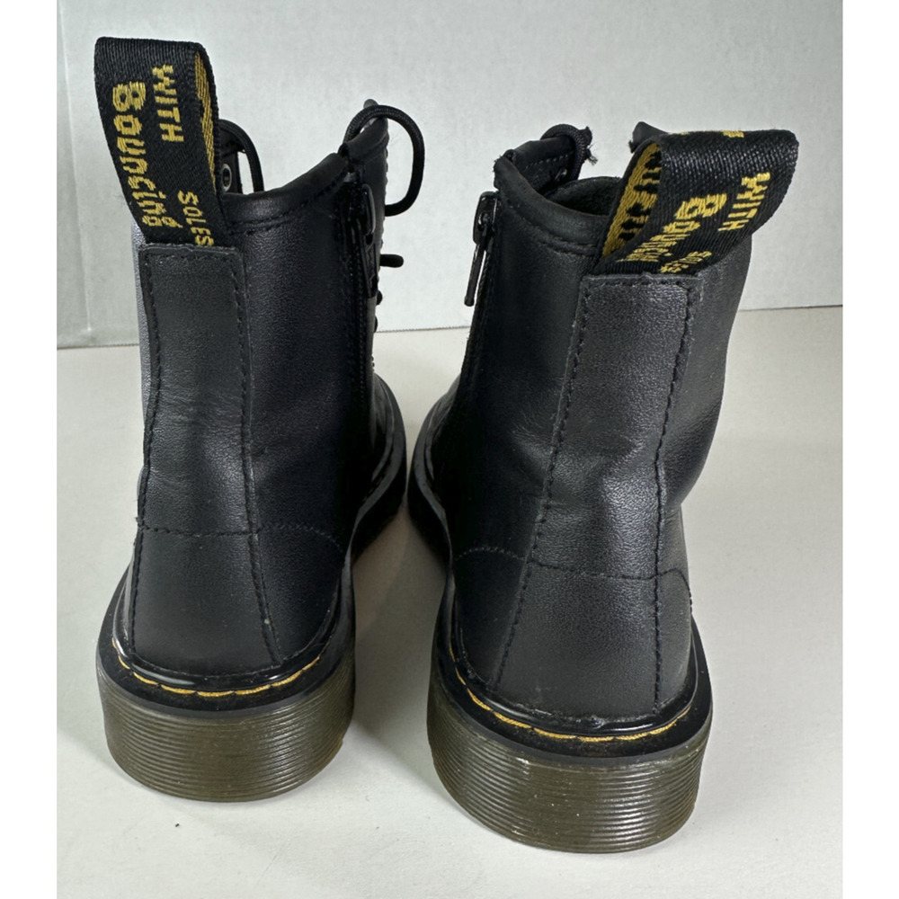 Dr. Martens Junior 1460 Softy T Black Leather Lace-Up Side Zip Boots Kids Size 2 - Picture 12 of 14
